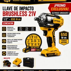 Llave Impacto Inalámbrica Worksite Brushless 650 Nm Rpm 2200 - WORKSITE