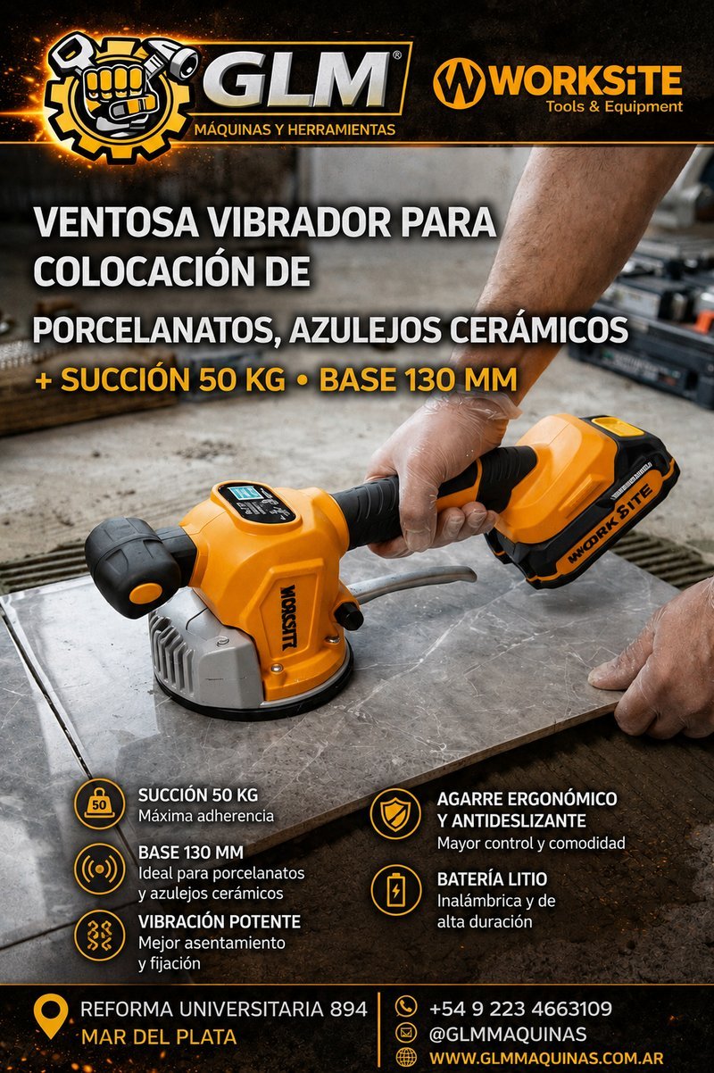WORKSITE Ventosa Vibrador para Porcelanatos 130mm